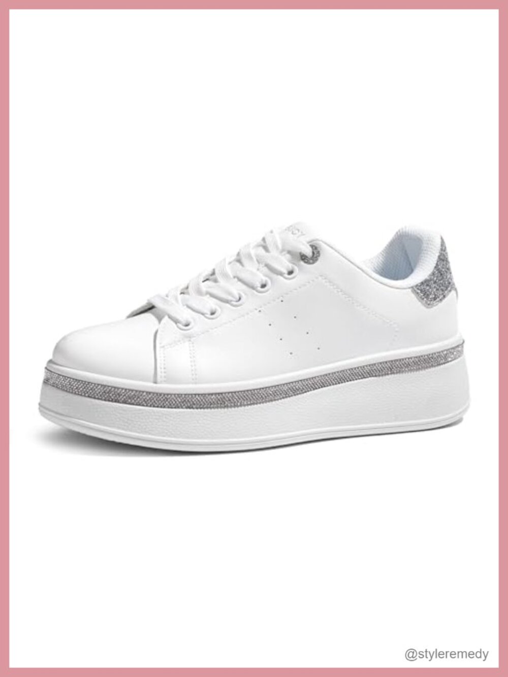 Women's Sparkly Platform Sneakers with Glitter Accents and Rhinestones